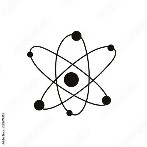 Clean atom icon for science logos, apps, education, branding and tech projects, web