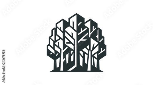 Konstfotografi Geometric Urban Tree Silhouette Design.