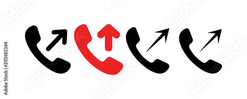Картината върху платно A row of telephone handset icons showing outgoing call history with one highligh
