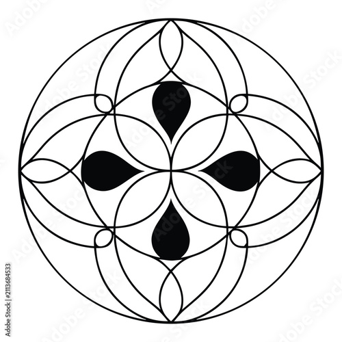 Geometric mandala circle pattern on a white background