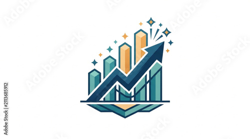 Bild auf Leinwand Growth Chart with Ascending Buildings.