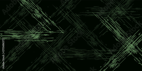 Картината върху платно An abstract digital background featuring glowing green diagonal lines intersecting and streaking across a dark, black canvas, creating a sense of speed and technology