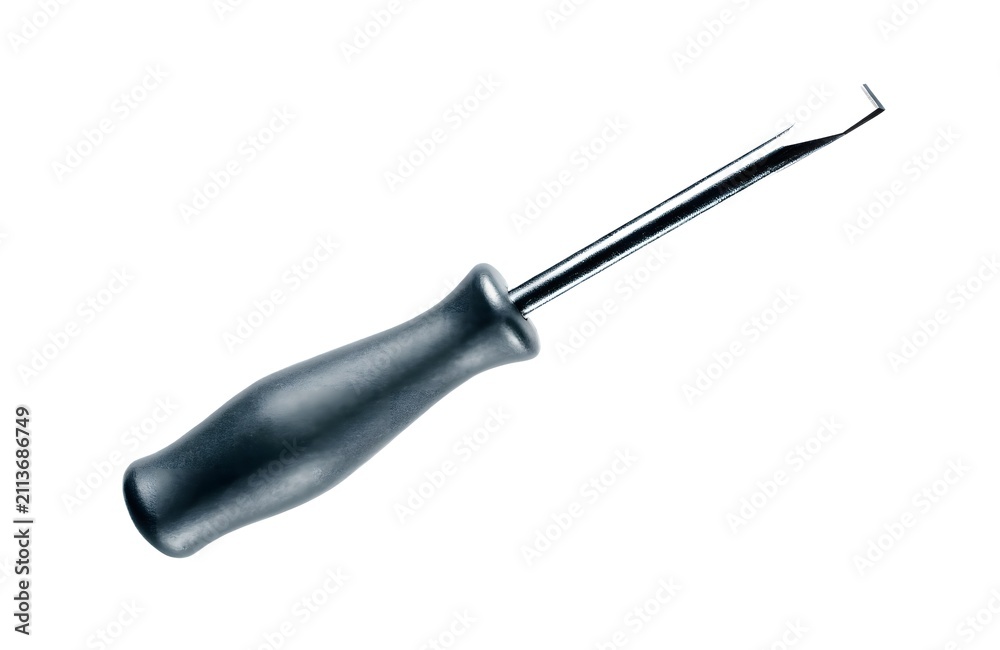 Fototapeta premium Metal pick tool with ergonomic handle. Precision hook for automotive and mechanical repair.