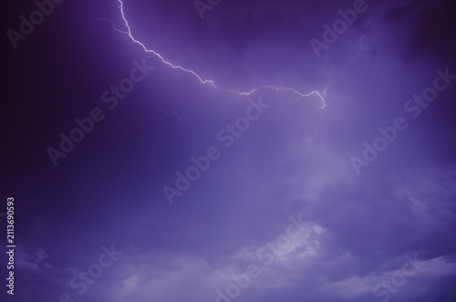 Storm cloud influenced by Climate change. Dangerous lightning storm cloud spinning fast