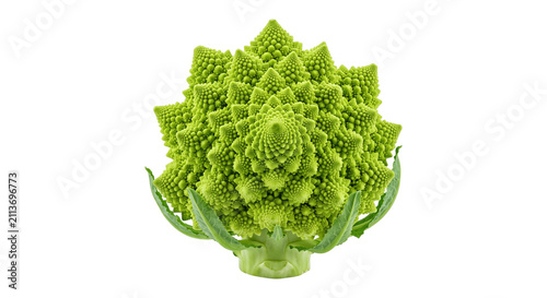 Obraz na płótnie Fresh romanesco broccoli with natural fractal spiral pattern, isolated on transp