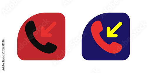 Photography Two colorful mobile phone icons representing incoming and outgoing call status f