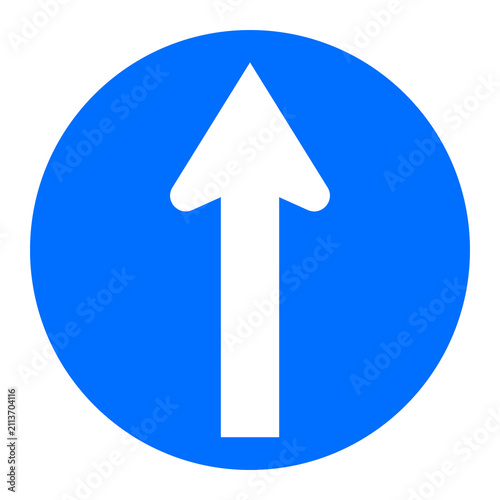 Straight Arrow Sign Blue Circle Up Direction Icon Vector Traffic Symbol