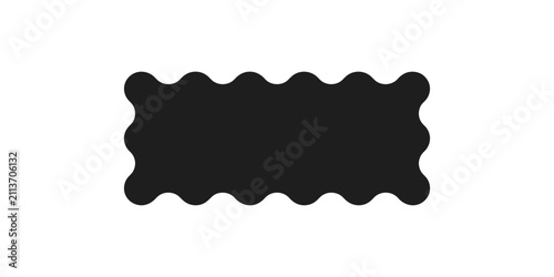 Black rectangular label with wavy scalloped edges isolated on a clean white background