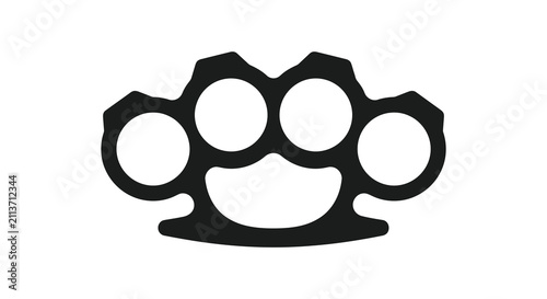Tableau sur toile Brass knuckles silhouette on a white background a weapon outline