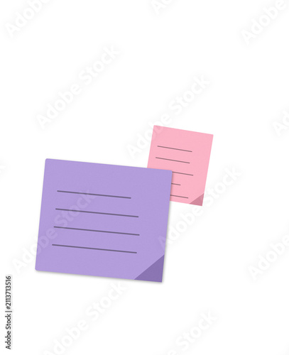Two colorful sticky notes with dotted lines on a plain background