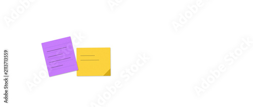 Two colorful sticky notes with grid and blank space