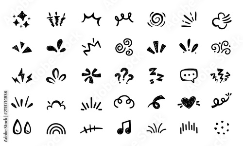 Hand Drawn Crayon Doodle Emphasis Marks and Attention Symbols Collection