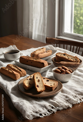 Five biscotti with almonds ...