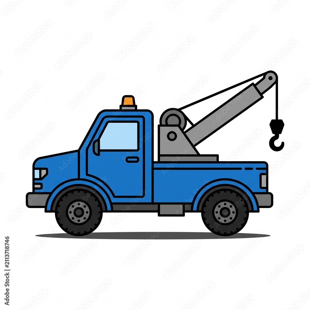 Fototapeta premium Blue Tow Truck and Red Car Vector