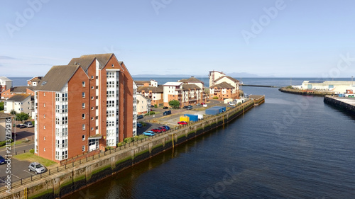 Fotografia Ayr harbour and town viewed from above