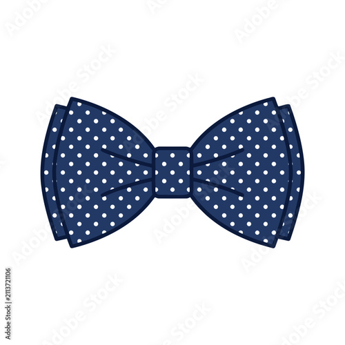 Classic Navy Blue Bow Tie with White Polka Dots