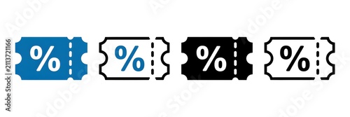 Discount ticket icons set