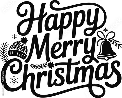 Happy Merry Christmas Modern Typography Vector Artwork