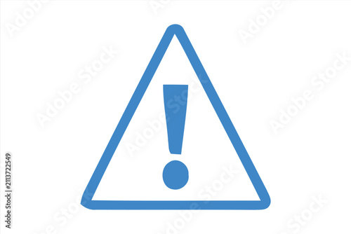 Blue warning sign icon with an exclamation mark