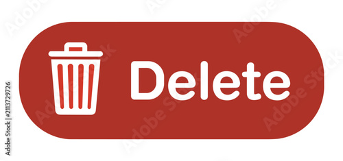 Cuadro en lienzo Rounded rectangular button with a white trash can and the word delete in white t