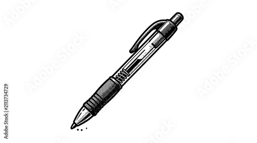 Fotografie Precise retractable pen with textured grip illustration.