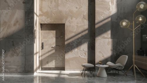 Modern Interior Space With Light Streaming Through a Wall in a Room
