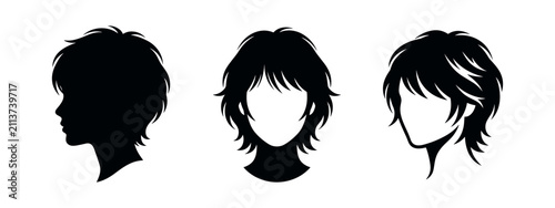 Obraz na płótnie Short Layered Shaggy Haircut Silhouettes for Women