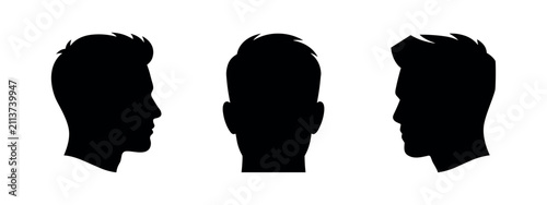 Принти на полотні Male head silhouettes featuring spiky modern hair styles
