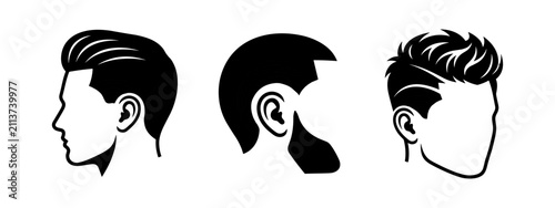 Fotografie Male silhouettes with spiky hair and beard grooming styles