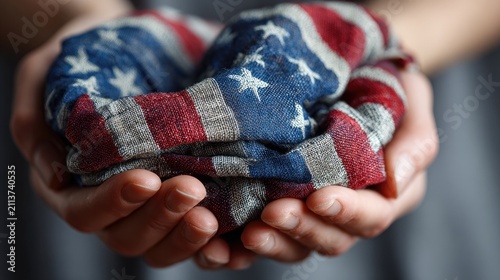 hands holding american flag work gloves for labor day