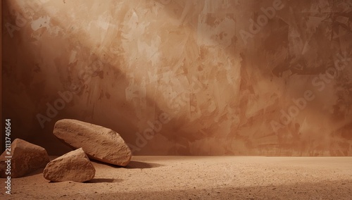 Natural Decor With Vases and Dried Plants on a Simple Wall Background