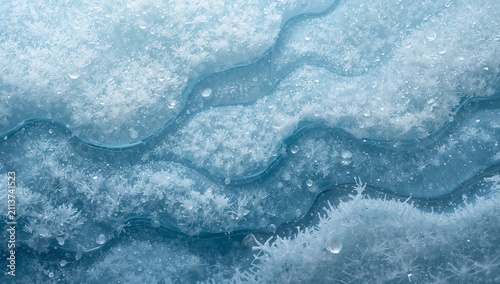 Frost Forms on a Surface With Water Droplets Creating Patterns in a Cold Envi...