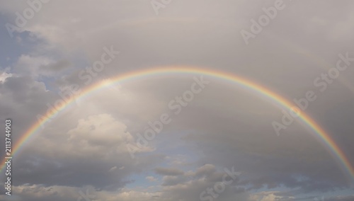 Rainbows Appear in the Sky After a Rain Shower During the Late Afternoon
