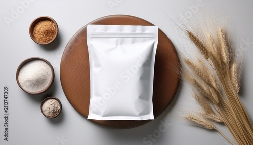 white packaging bag mockup isolated background suitable for branding food products flour or industrial materials simple and clean presentation for design showcase