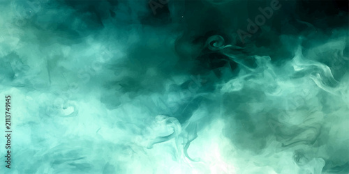 Cuadro en lienzo Ethereal Nebula Abstract Swirling turquoise and teal smoke create a mesmerizing, cosmic-like abstract background, evoking mystery and wonder with its fluid, organic patterns