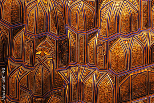 Close-up of ancient  pattern in Guri Amirs mausoleum in Samarkand, Uzbekistan.