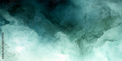Bild auf Leinwand Ethereal Smoke Plume Abstract swirls of aqua and emerald smoke create a mesmerizing, otherworldly visual, evoking a sense of mystery and tranquility