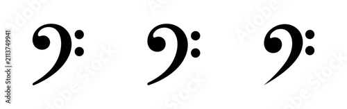Fotografía Bass clef musical symbol icons in black silhouette