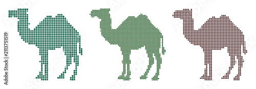 Принти на полотні Camel halftone vector icons dark green and brown for various digital design needs