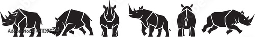 Fotografie A set of rhinos. Hand drawn vector illustration