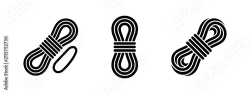 Coiled climbing and utility rope icon set.