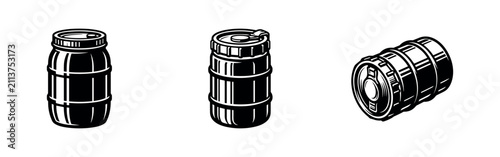 Obraz na płótnie Set of mini keg or growler beer container icons in different views