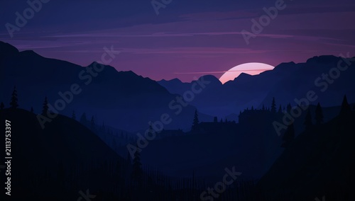 City Skyline at Dusk With Shadowed Buildings and Fading Light