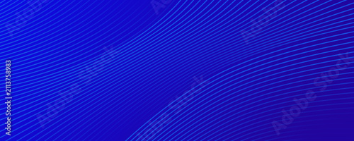 Blue wavy banner with curved fading lines. Editable stroke
