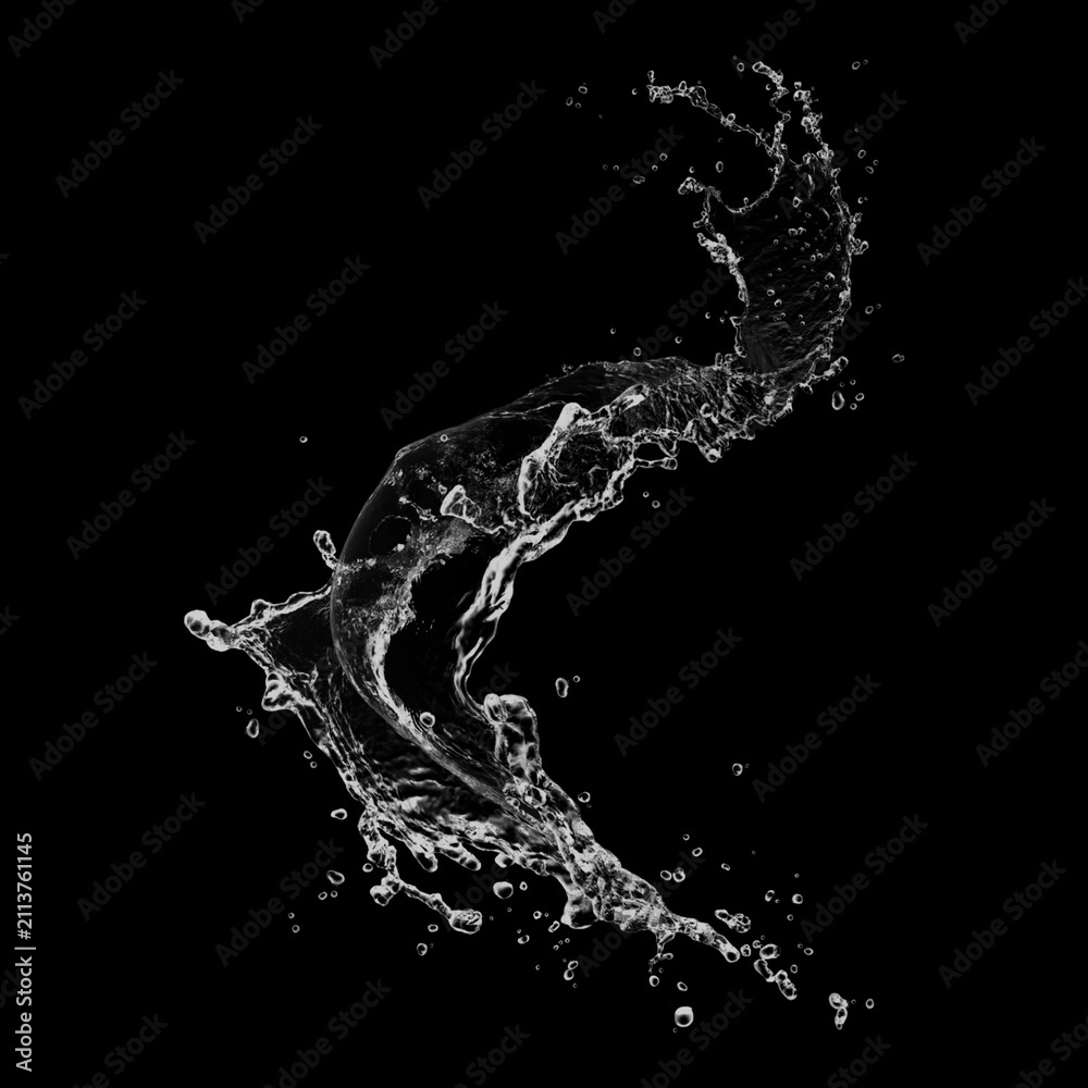 Obraz premium Abstract curved water splash liquid wave on black background