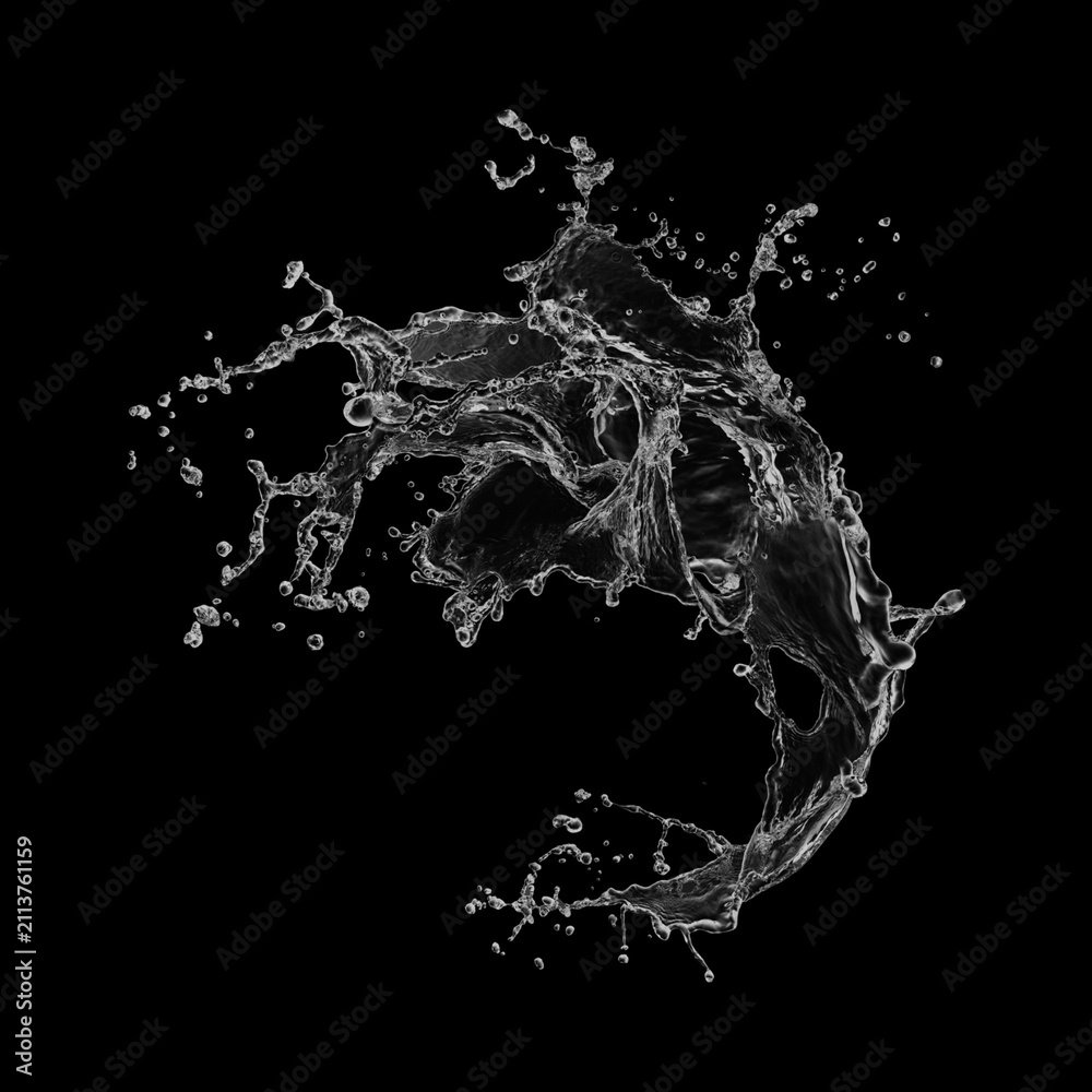Obraz premium Abstract water splash circular liquid shape on black background