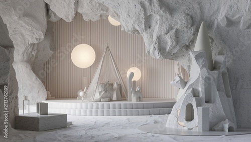 Modern Interior With Curved Walls and Natural Decor in a Bright Room