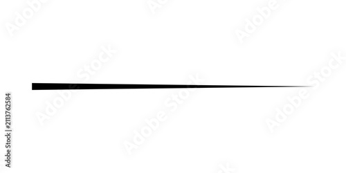 Minimalist black brush stroke vector element with a sharp fading taper for graphic design use