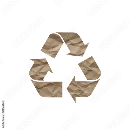 Recycling symbol with brown paper texture