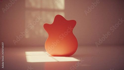 Colorful Shape Stands on a White Surface With Sunlight Shining in a Room